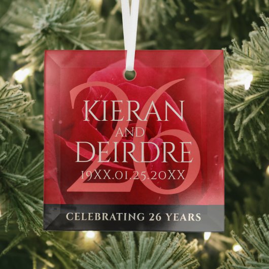 Elegante Feier zum 26. Rose Ornament Aus Glas (Insitu)