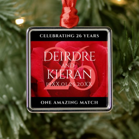 Elegante Feier zum 26. Rose Ornament Aus Metall (Baum)