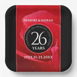 Elegante Feier zum 26. Rose Pappteller