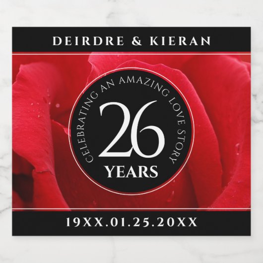 Elegante Feier zum 26. Rose Schaumweinetikett (Einzelnes Label)