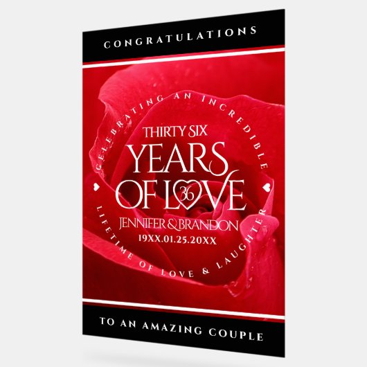 Elegante Feier zum 36. Rose Acrylschild (Winkel)