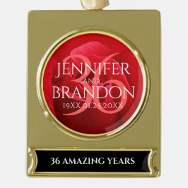 Elegante Feier zum 36. Rose Banner-Ornament Gold