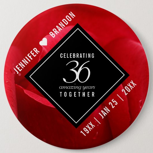 Elegante Feier zum 36. Rose Button (Vorderseite)