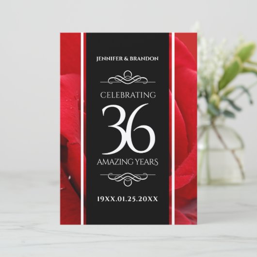 Elegante Feier zum 36. Rose Einladung (Stehend Vorderseite)