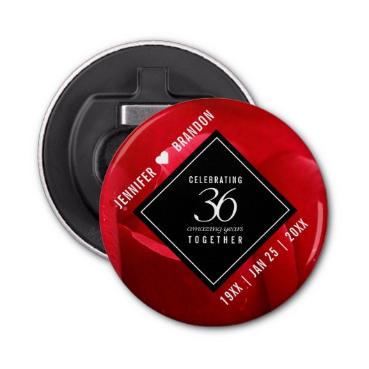 Elegante Feier zum 36. Rose Flaschenöffner (Vorderseite)