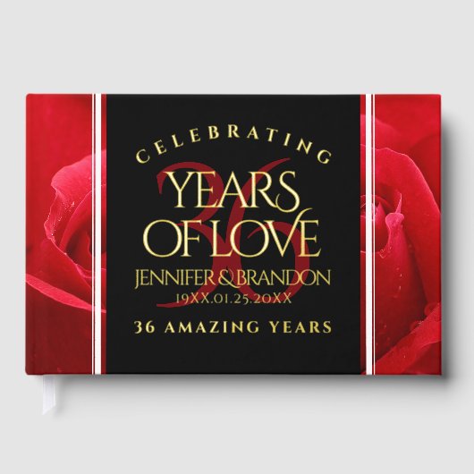 Elegante Feier zum 36. Rose Gästebuch (Vorderseite)