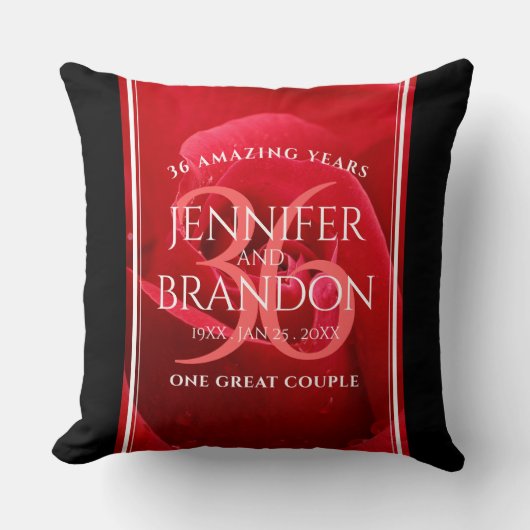 Elegante Feier zum 36. Rose Kissen (Vorderseite)