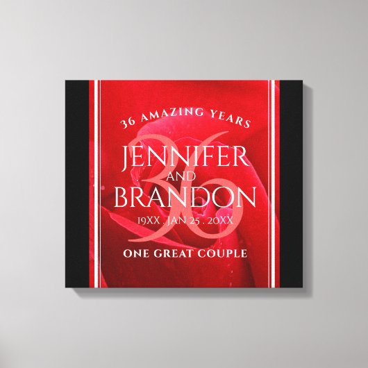 Elegante Feier zum 36. Rose Leinwanddruck (Vorderseite)