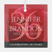 Elegante Feier zum 36. Rose Ornament Aus Glas (Vorderseite)