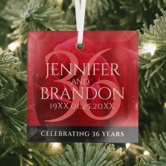 Elegante Feier zum 36. Rose Ornament Aus Glas (Insitu)