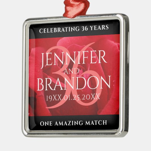 Elegante Feier zum 36. Rose Ornament Aus Metall (Links)