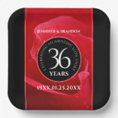 Elegante Feier zum 36. Rose Pappteller (Vorderseite)