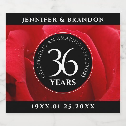 Elegante Feier zum 36. Rose Schaumweinetikett (Einzelnes Label)