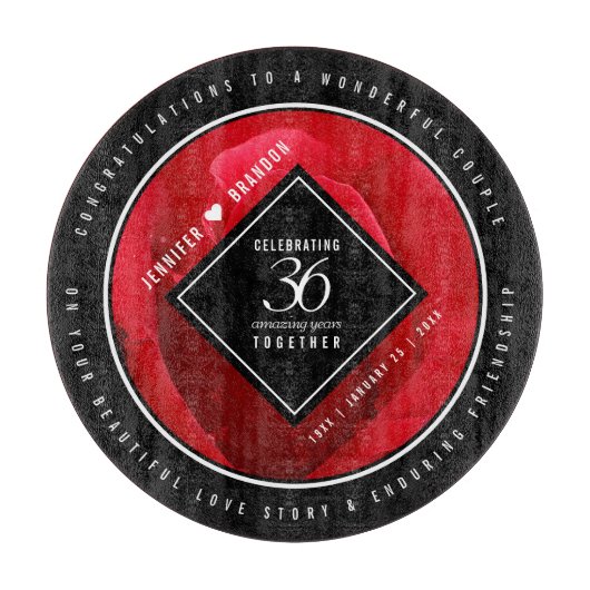 Elegante Feier zum 36. Rose Schneidebrett (Vorderseite)