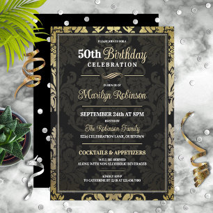 Elegante Feier zum 50. Geburtstag Einladung