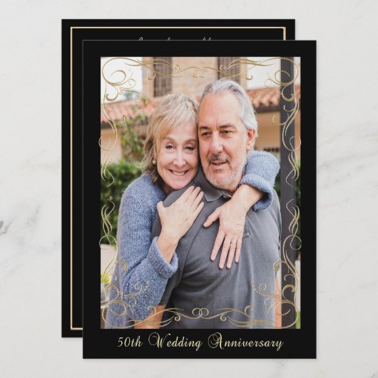 Elegante Feier zum 50. Jahrestag Einladung (Vorne/Hinten)