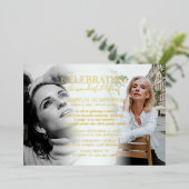 Elegante Feier zum Foto des Lebens Gold Folieneinladung (Stehend vorne)