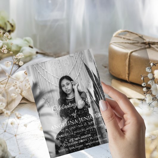 Elegante Feier zum Foto Gedenkfeier Einladung