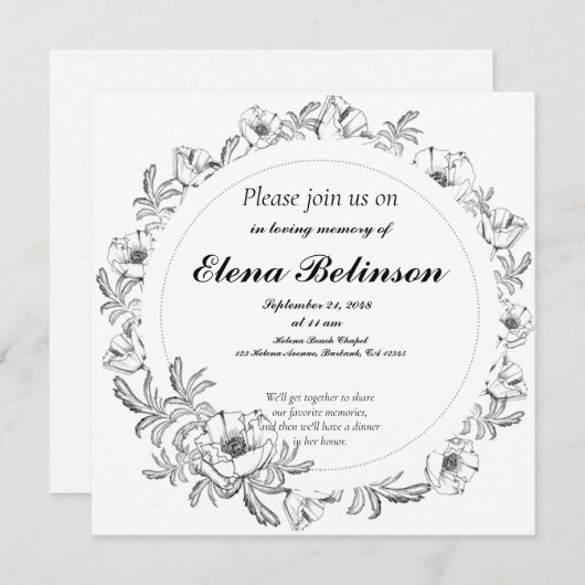 Elegante Feier zum Gedenkfest Einladung (Vorne/Hinten)