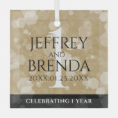 Elegante Feier zum Hochzeitstag Ornament Aus Glas (Vorderseite)