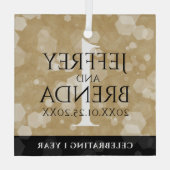 Elegante Feier zum Hochzeitstag Ornament Aus Glas (Rückseite)