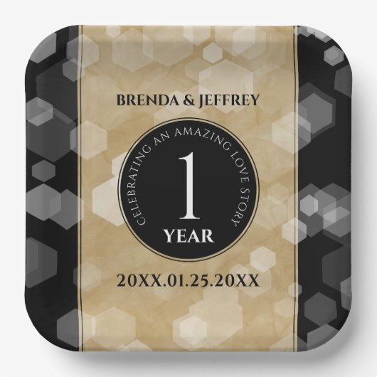 Elegante Feier zum Hochzeitstag Pappteller (Vorderseite)