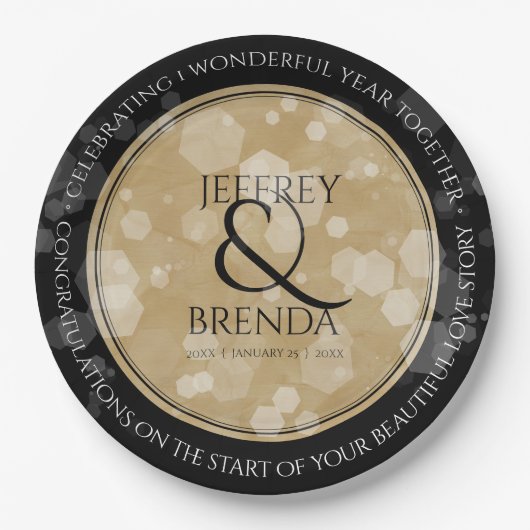 Elegante Feier zum Hochzeitstag Pappteller (Vorderseite)