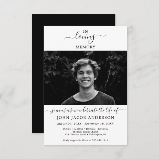 Elegante Feier zum Leben Einladung mit Foto (Vorne/Hinten)