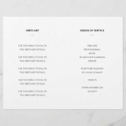 Elegante Feier zum Lebensdenkmal-Programm Flyer (Hinten)