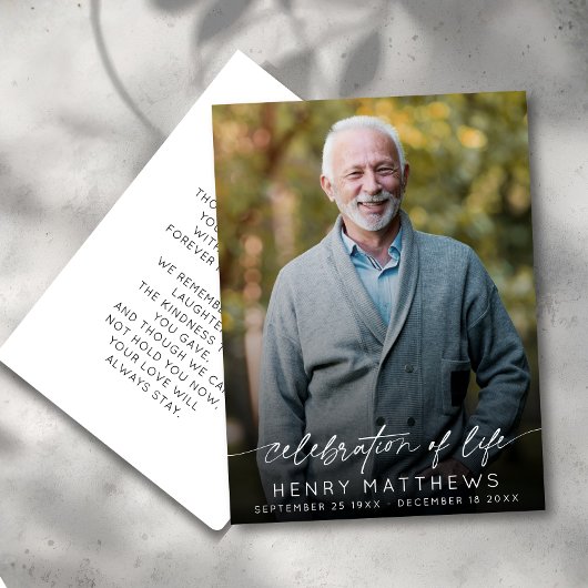 Elegante Feier zur Beerdigung von Life Script Foto Dankeskarte