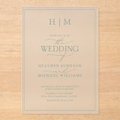 Elegante feierliche Hochzeit mit grüner Kalligrafi Acryleinladungen (Vorderseite)