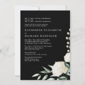 Elegante feierliche Schwarz-Weiß-Blütenhochzeit Einladung (Vorderseite)