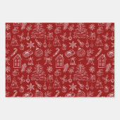Elegante Feiertags-Doodle Geschenkpapier Set (Vorderseite)