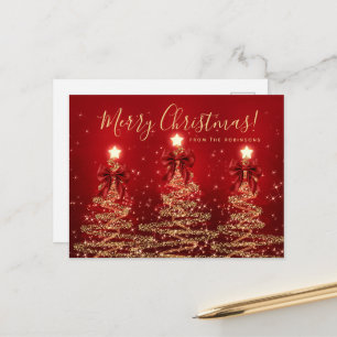 Elegante Feiertags-Gold-Rote-Weihnachtsbäume mit S Postkarte