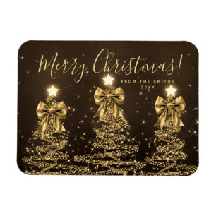 Elegante Feiertags-Gold-Weihnachtsbäume + Jahr Magnet