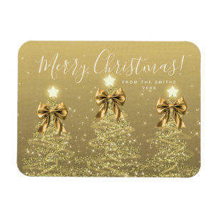 Elegante Feiertags-Gold-Weihnachtsbäume + Jahr Magnet