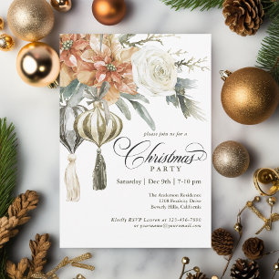 Elegante Feiertagsdekorationen Florale Weihnachtsf Einladung