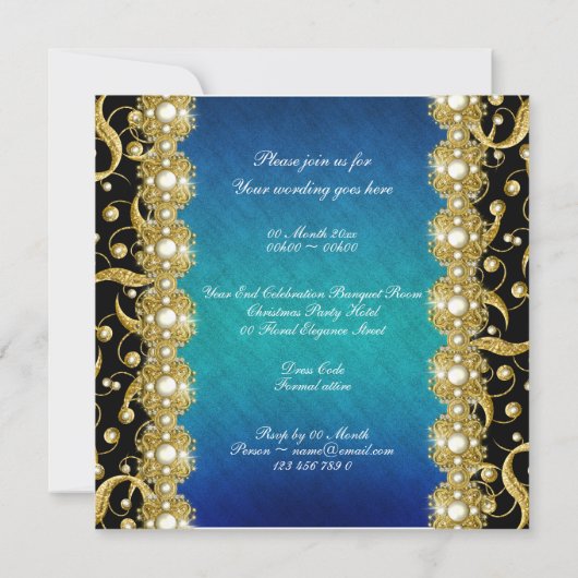 Elegante Feiertagsfunktion "Jahresende" Einladung (Rückseite)