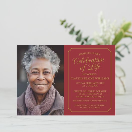 ELEGANTE FEIERUNG LEBENSGRUNDLEGENDER EINLADUNG (Stehend Vorderseite)