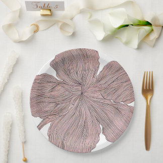 Elegante feine botanische Linienkunst-Blumenpapier Pappteller