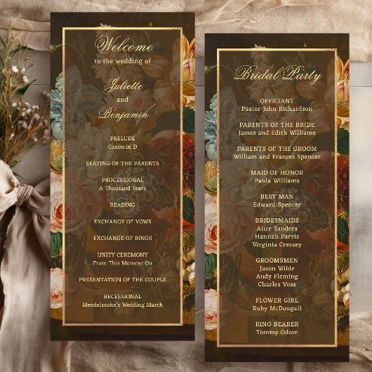 Elegante feine Kunst Blumen Stilleben Hochzeit Programm