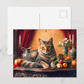 Elegante Feline in Frucht Stillleben Postkarte (Vorne/Hinten)