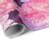 Elegante Feline Peonies Print Wrapping Paper Geschenkpapier (Rolleneckpunkt)