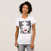 Elegante Female Line Kunst, Dichtung und Musik T-Shirt (Vorne ganz)