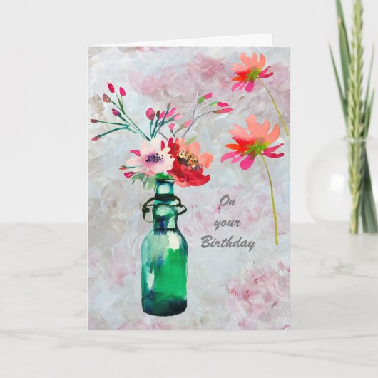 Elegante Feminine Blume Karte (Vorderseite)