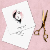 Elegante Feminine Face Line Kunst, Dichtung und Mu Quadratische Visitenkarte