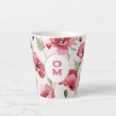Elegante Feminine Monogram Wildblume Pink Poppy Milchtasse (Vorderseite)
