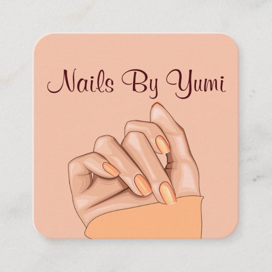 Elegante Feminine Nageltechniker Schönheitssalon Quadratische Visitenkarte (Vorderseite)