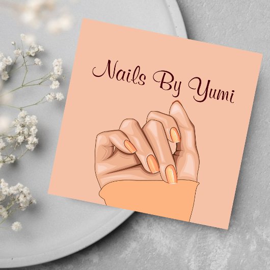 Elegante Feminine Nageltechniker Schönheitssalon Quadratische Visitenkarte