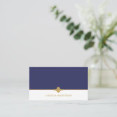 Elegante Feminine Navy Blue Gold Punkte Visitenkarte (Stehend Vorderseite)